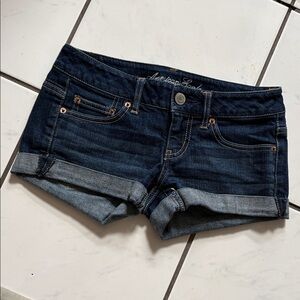American Eagle  Jean shorts  short shorts  Navy blue dark wash  low rise stretch